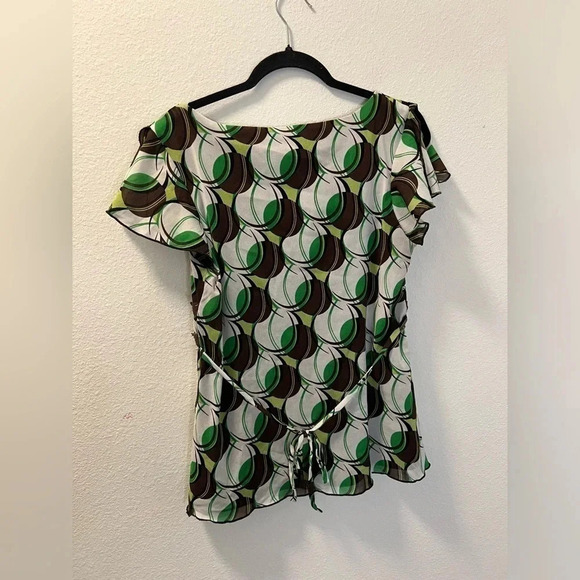 AGB vintage green and brown printed babydoll top♥️ - Picture 3 of 4